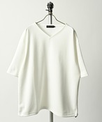 Revertical V-neck drawstring hem T-shirt (WHT) RV9215
