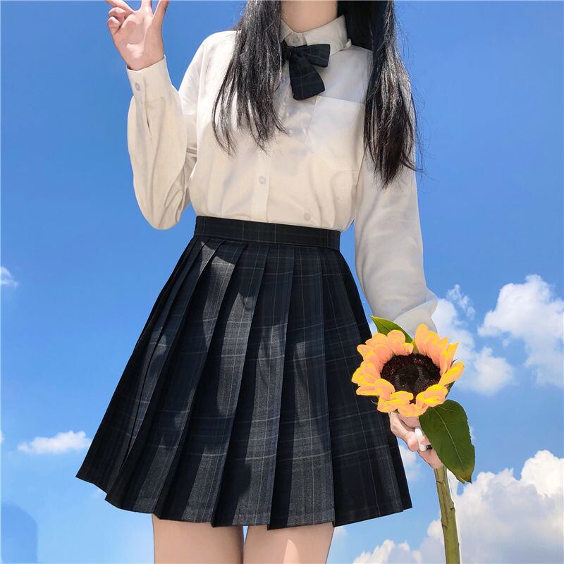 送料無料 HOUZHOU プレッピー 黒 チェック柄 プリーツ スカート 送料無料 HOUZHOU プレッピー 黒 チェック柄 プリーツ スカート