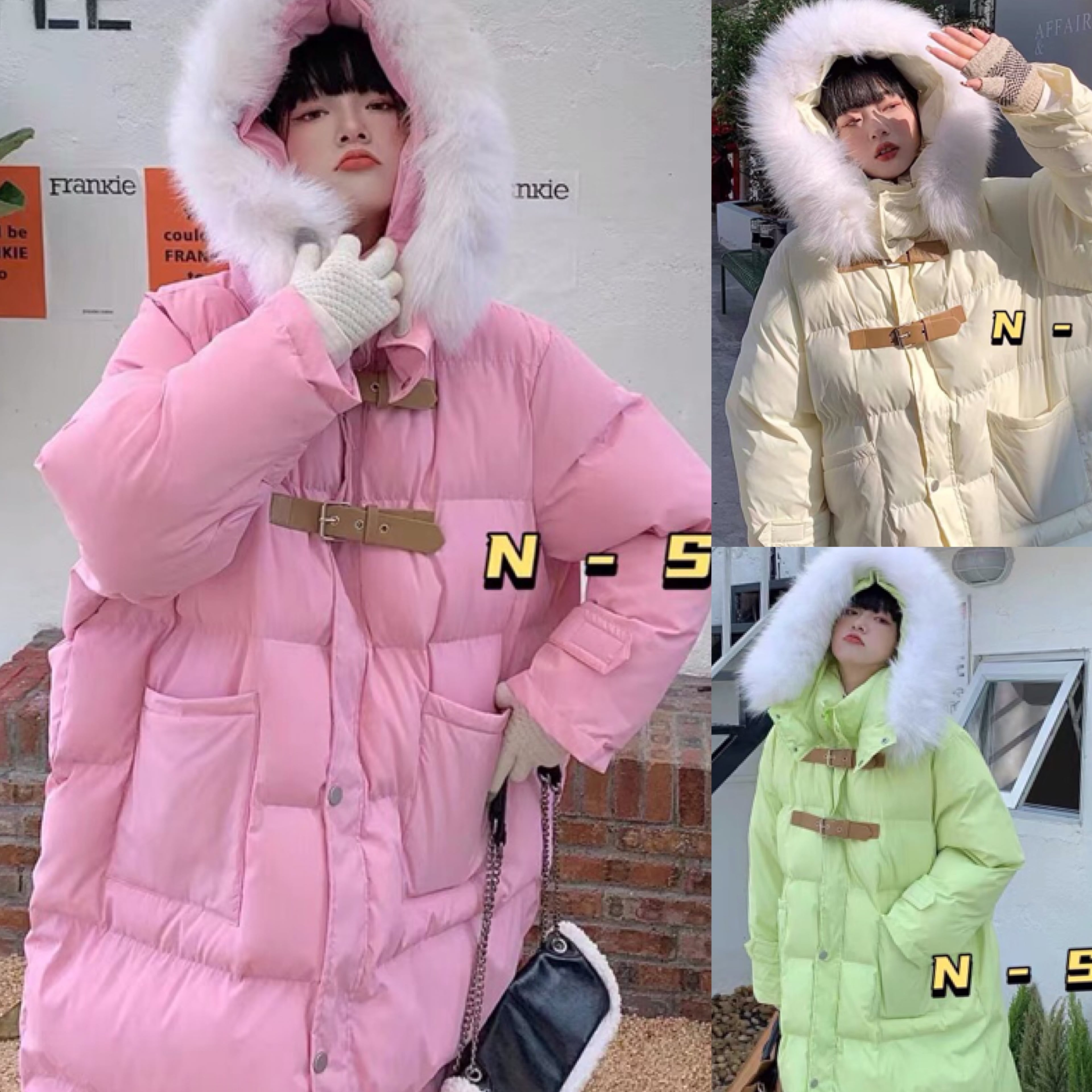 3カラー】ダウン コート アウター ピンク ジャケット ファー フード