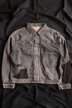 ANACHRONORM/アナクロノーム　FRONT TUCK REMAKED BLACK DENIM JACKET BLACK (REMAKE)　AN341-R
