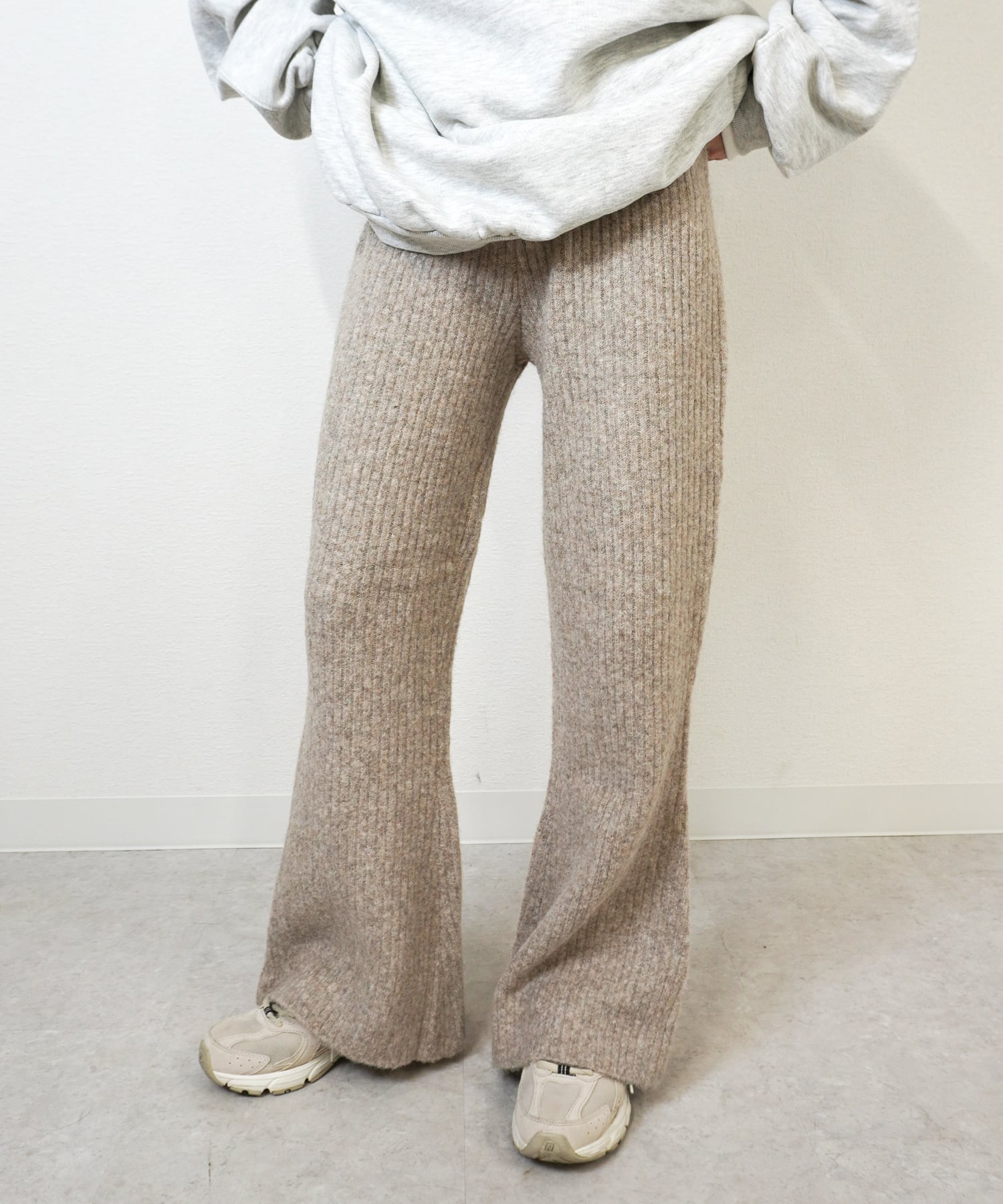杢ニットリブフレアパンツ 5151266