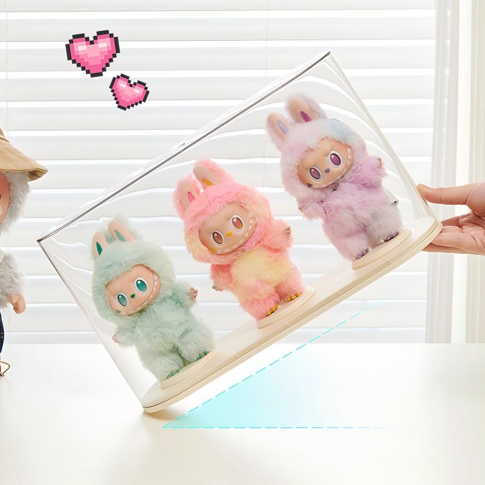 Labubu 1-3代用 クリアディスプレイケース ラブブぬいぐるみ 3体収納可