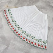 フォークダンス 衣装 スカート ホワイト系 ナロッドニー 刺繍 花柄 チロリアン チロルスカート プリーツ 白 赤 緑 橙 NARODNI 爽やか かわいい フラワー ダンス衣装 イベント 練習 レッスン スカラップ レッド系 オレンジ系 グリーン系