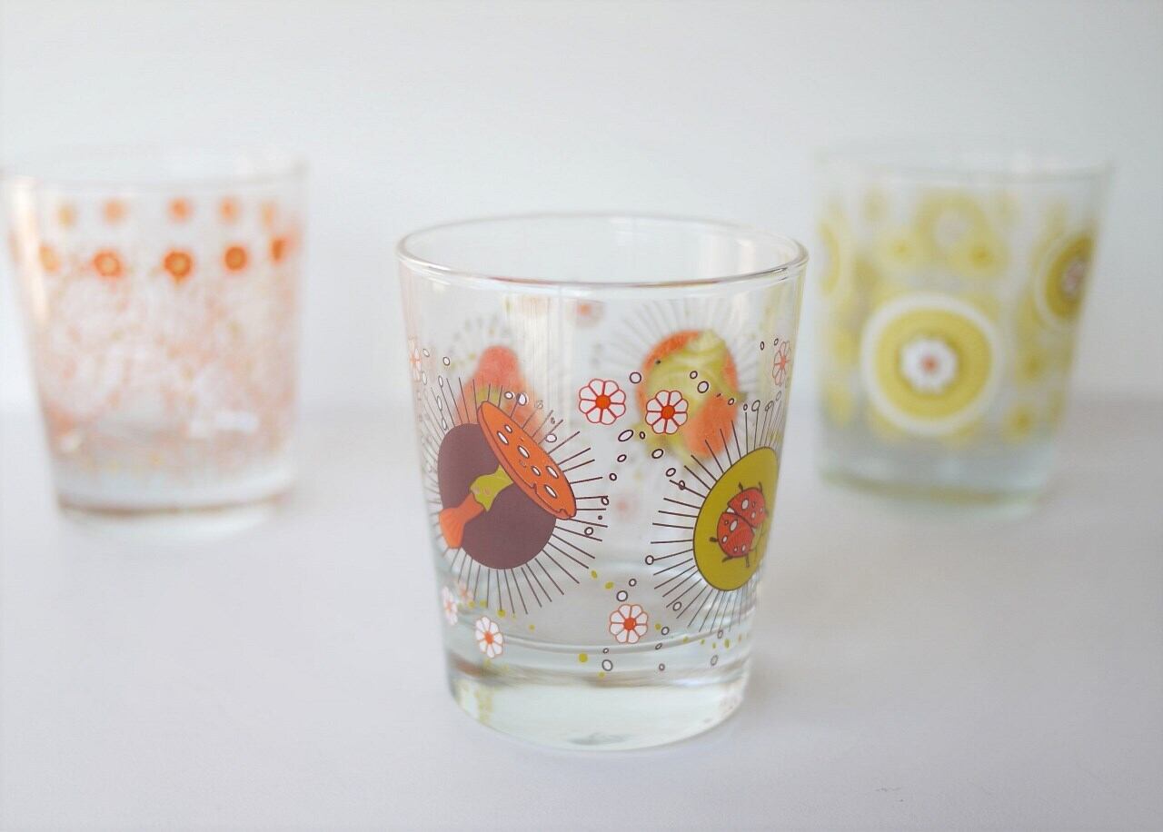 レトログラス キノコとカエルとテントウムシ IKEA 北欧デザイン