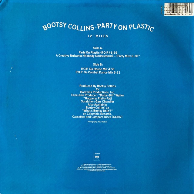 【Used / 12"】 BOOTSY COLLINS / Party On Plastic AgriTribeMusic NEW