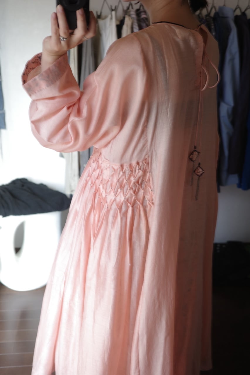 AHMEV Snowdrop Smocking Dress + Slip PINK | physis (ピュシス)