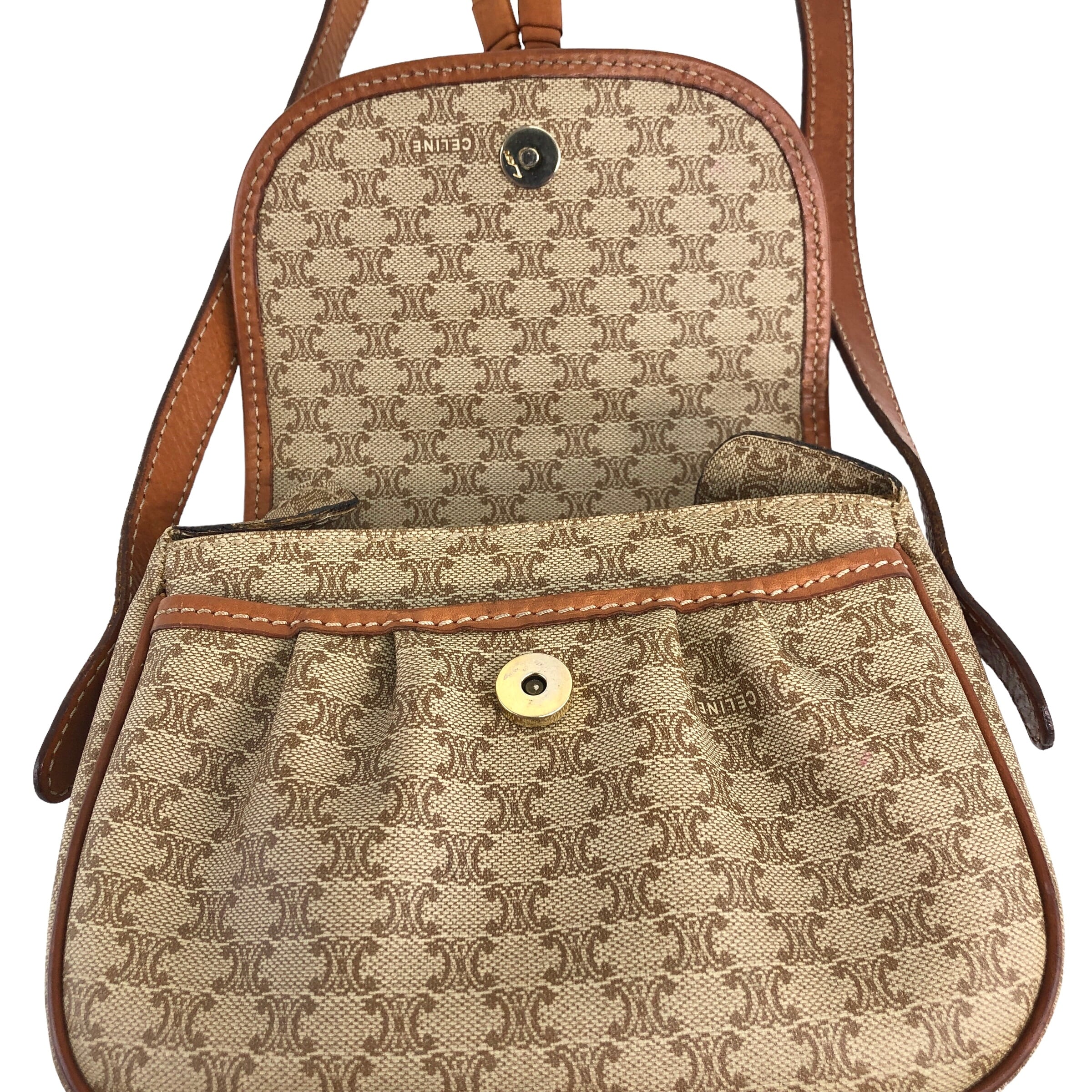 ✨CELINE✨セリーヌ✨マカダム✨ベージュ✨ヴィンテージ✨ショルダーバッグ✨ CELINE セリーヌ マカダム ショルダーバッグ ベージュ タッセル PVC