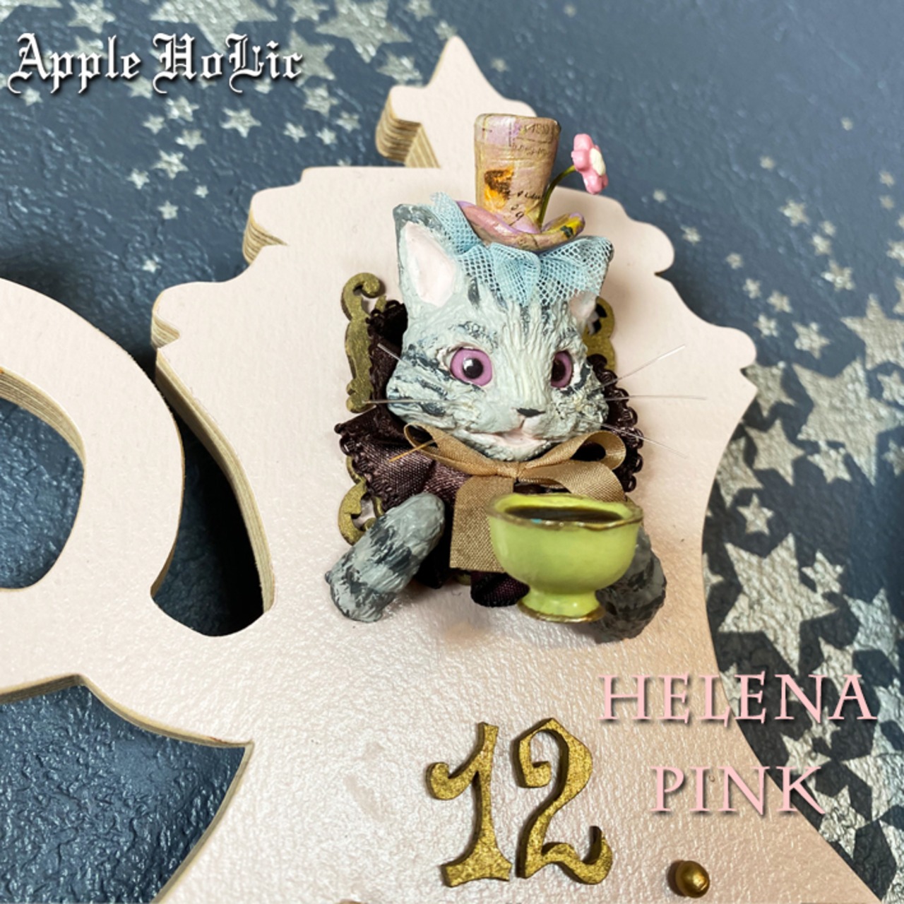 ウォールクロック【Helena Pink Clock・ヘレナ ピンク】チェシャ猫