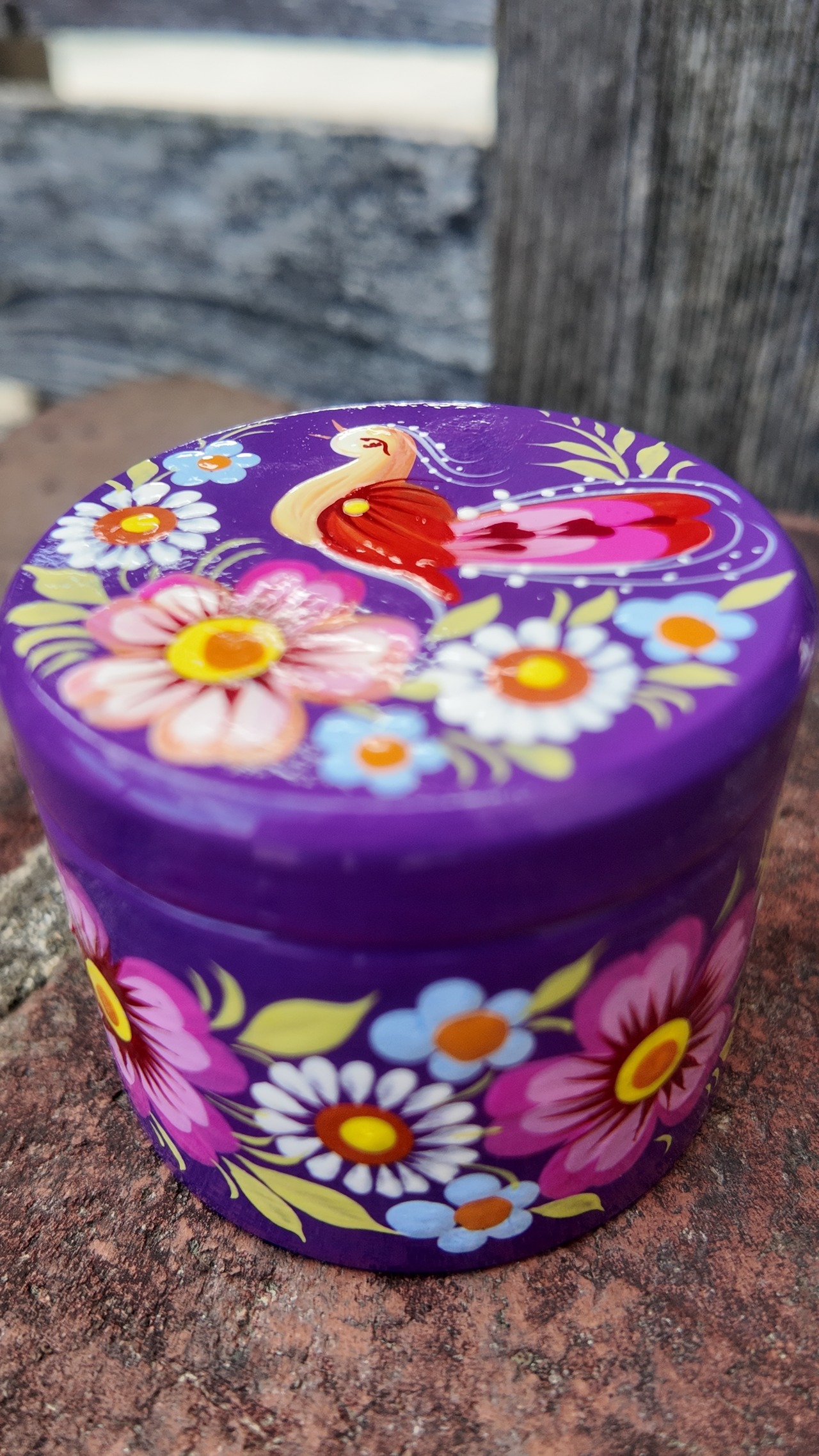 ペトリキウカ塗り　木製小物入れ・ジュエリーボックス（ティモシェンコ作）ウクライナ製 - 4