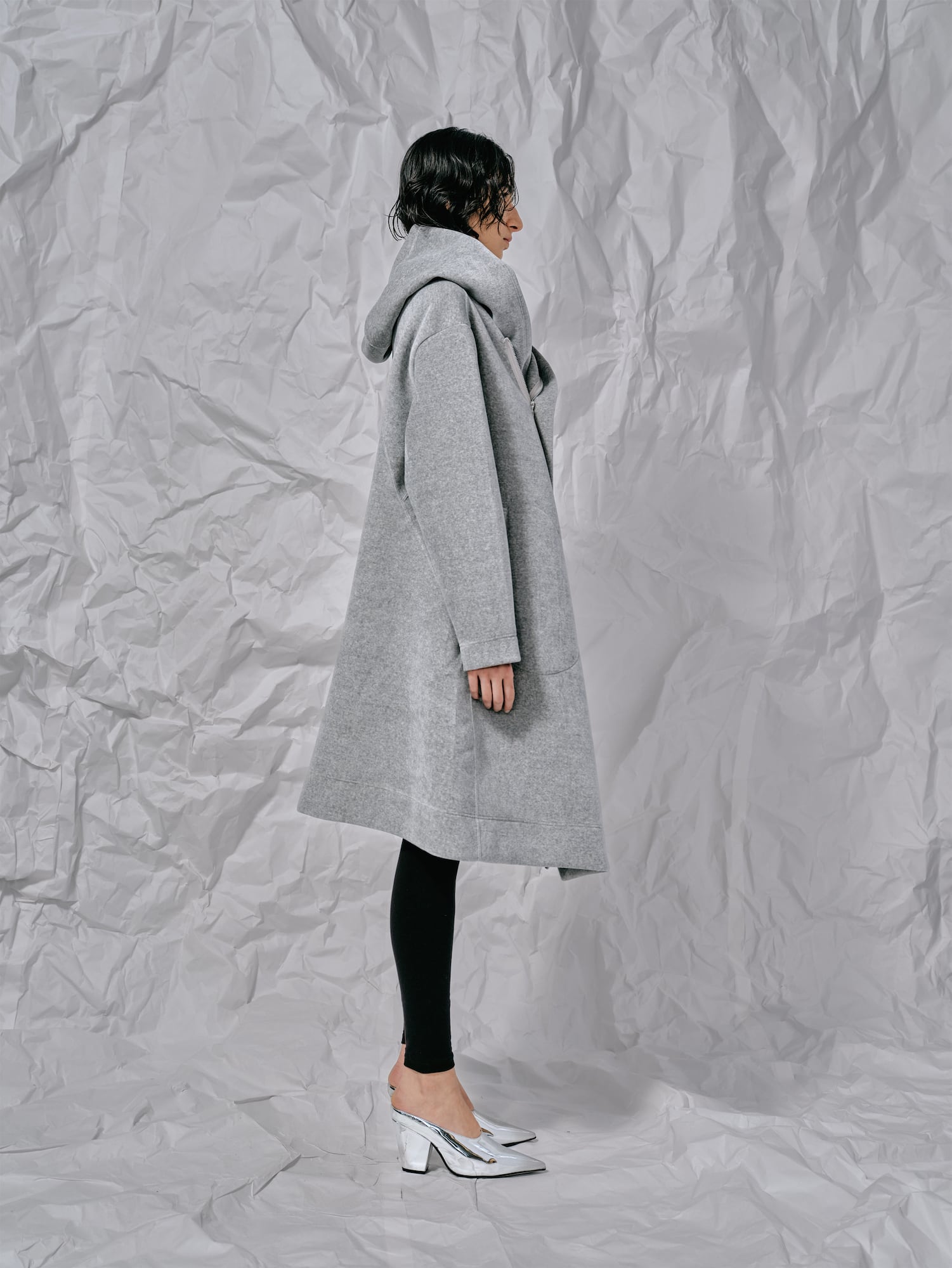 ベロア・ボアティング フーデットコート グレー | J's by a-double