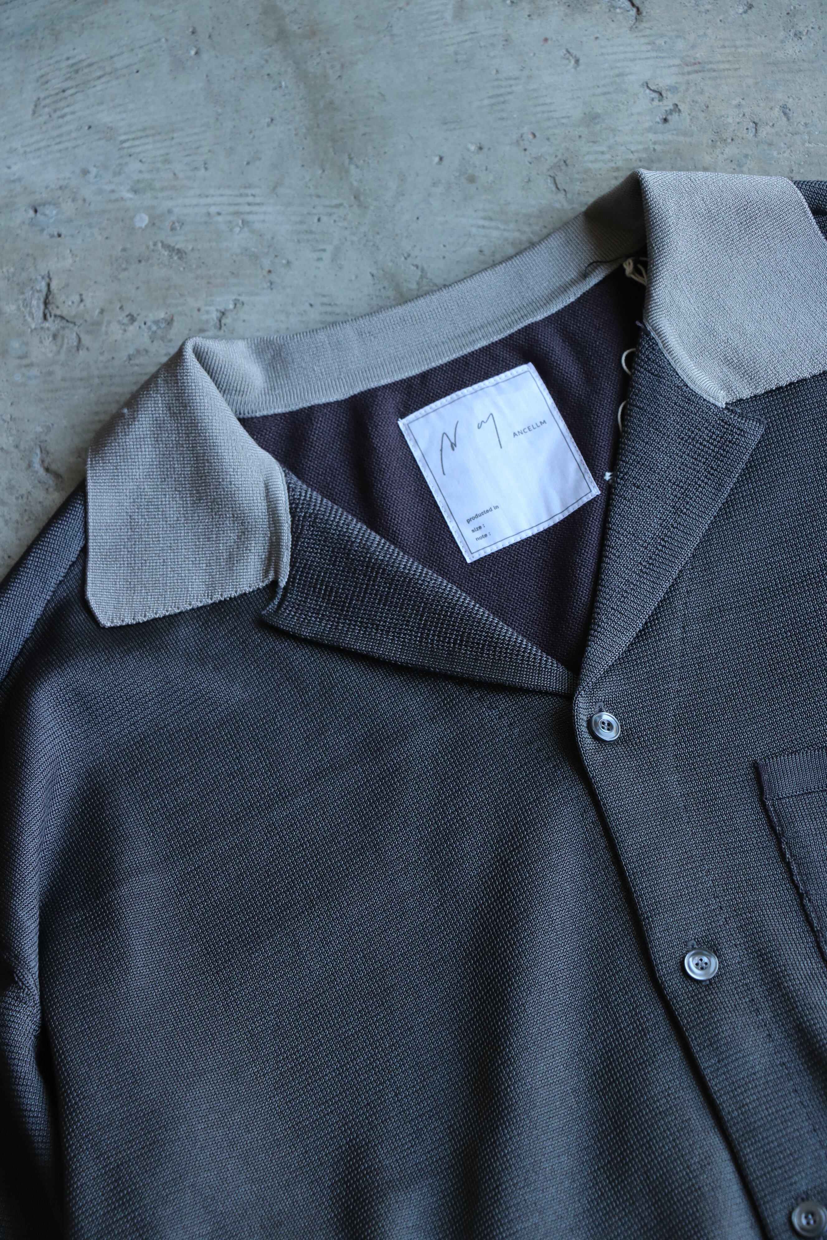 Ancellm - OPEN COLLAR KNIT S/S SHIRT- /ANC-KN20 / アンセルム