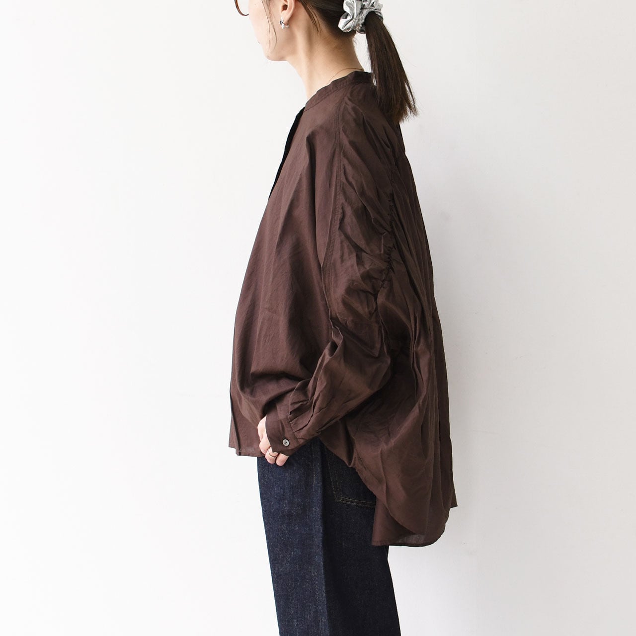 mizuiro ind [ミズイロ インド] back gather wide shirt [1-238975