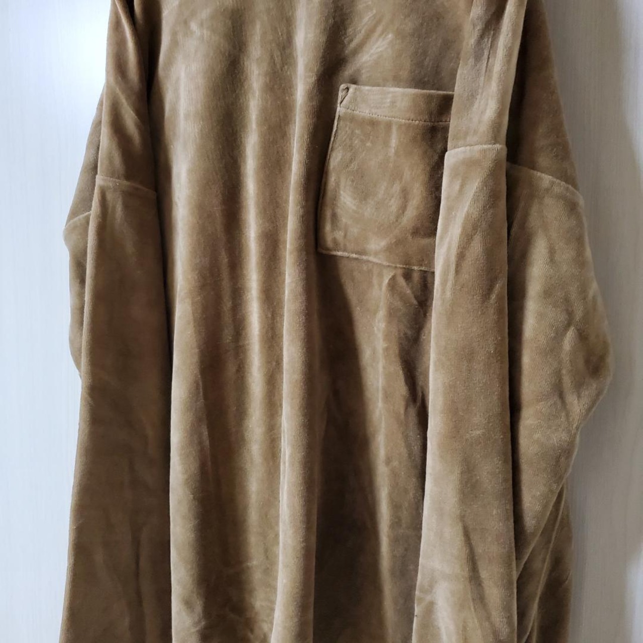 【USED】ベロア調　シンプルロングＴシャツ　ベージュ