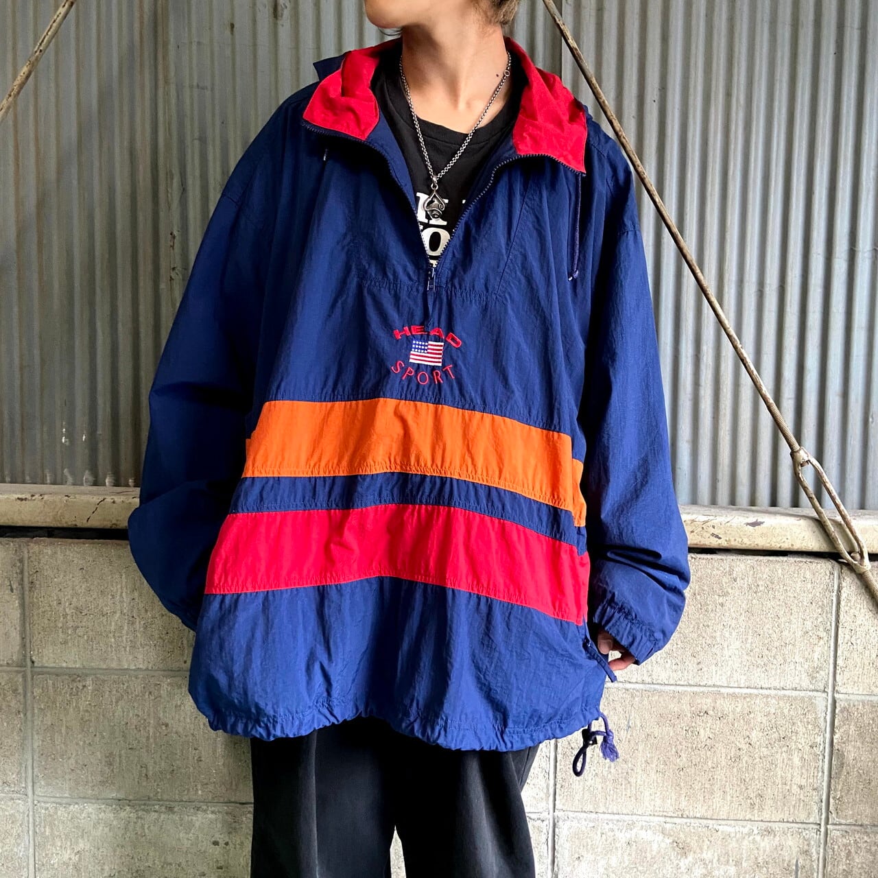 ビッグサイズ 90年代 HEAD ヘッド ハーフジップ アノラックパーカー  