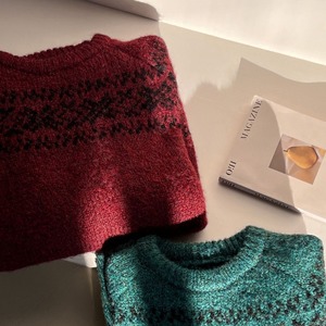 fair isle knit pullover　J00206