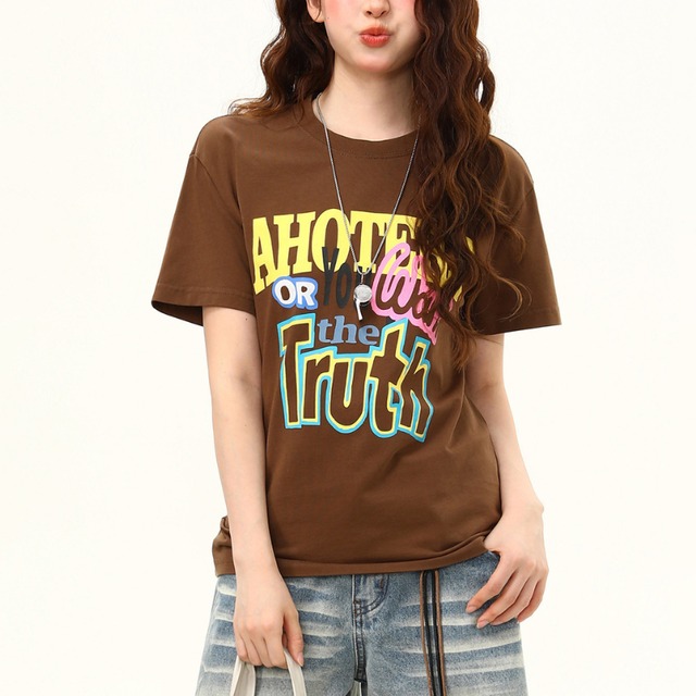 pop letter print short-sleeve tee　ポップレタープリント半袖ティー　J1989