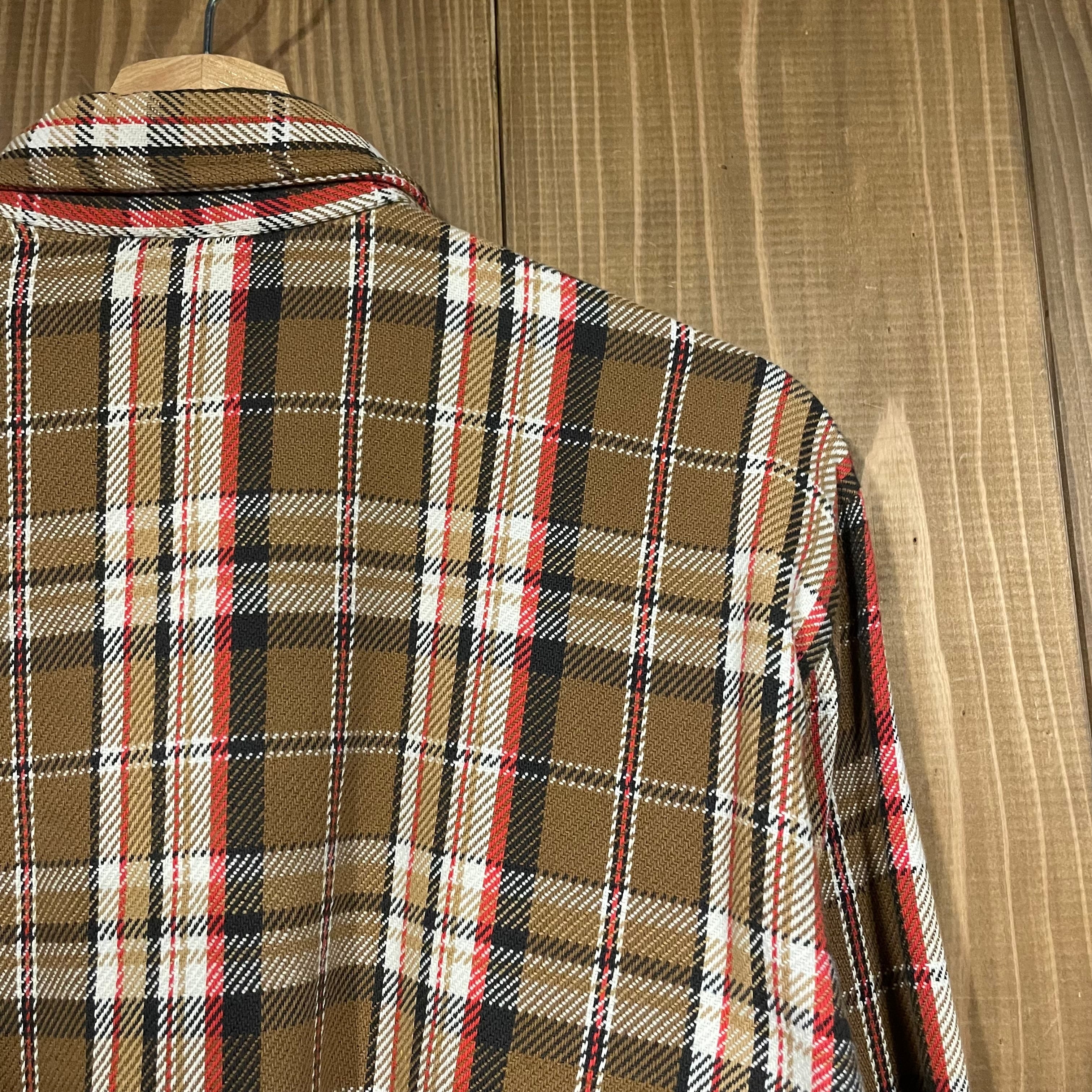 60s USA製 ネルシャツ ヴィンテージ 長袖シャツ チェック柄 ブラウン