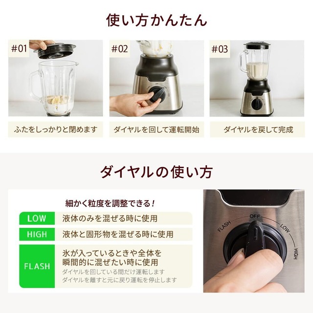 【特価セール】アイリスプラザ(IRIS PLAZA) ミキサー ブレンダー ハイパワー ジューサー 簡単操作 3段階調整 氷対応 4枚刃 スムージー フローズンドリンク 丸洗い 大容量サイズ おしゃれ ブラック 1500ml PFJM-1500-B