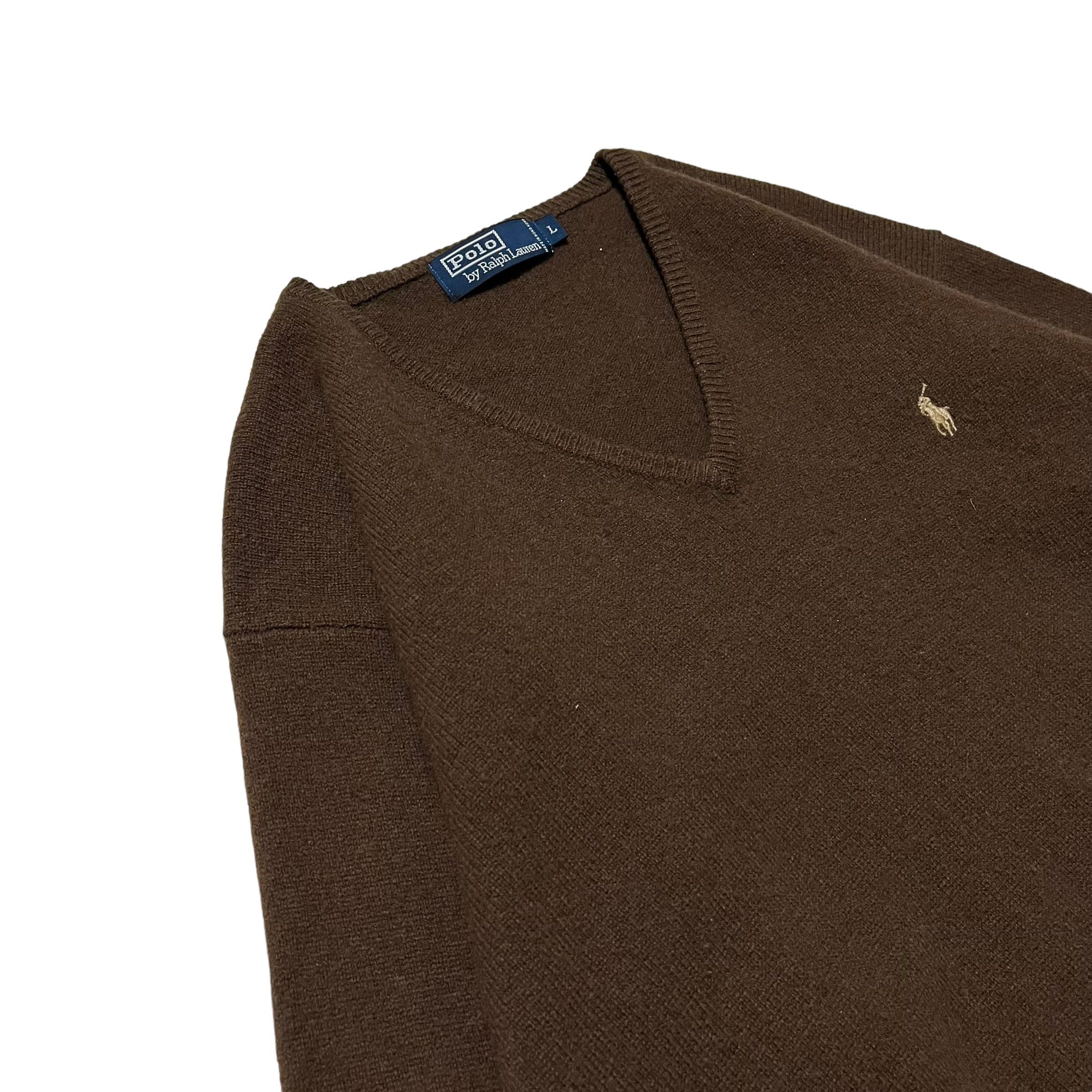 Ralph Lauren】ラルフローレン Vネックラムウールニットセーター