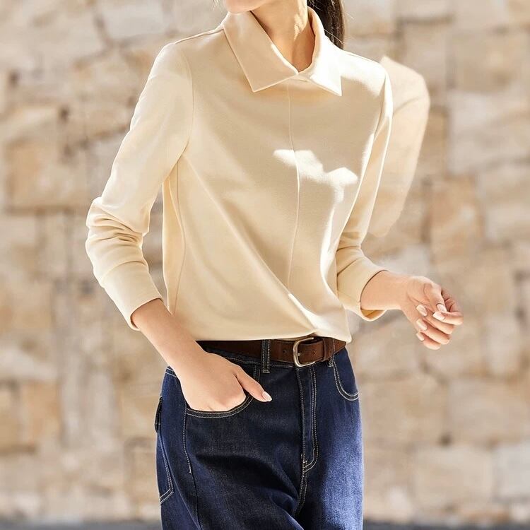 オープンカラー 長袖 シャツ ◆2col YH9897