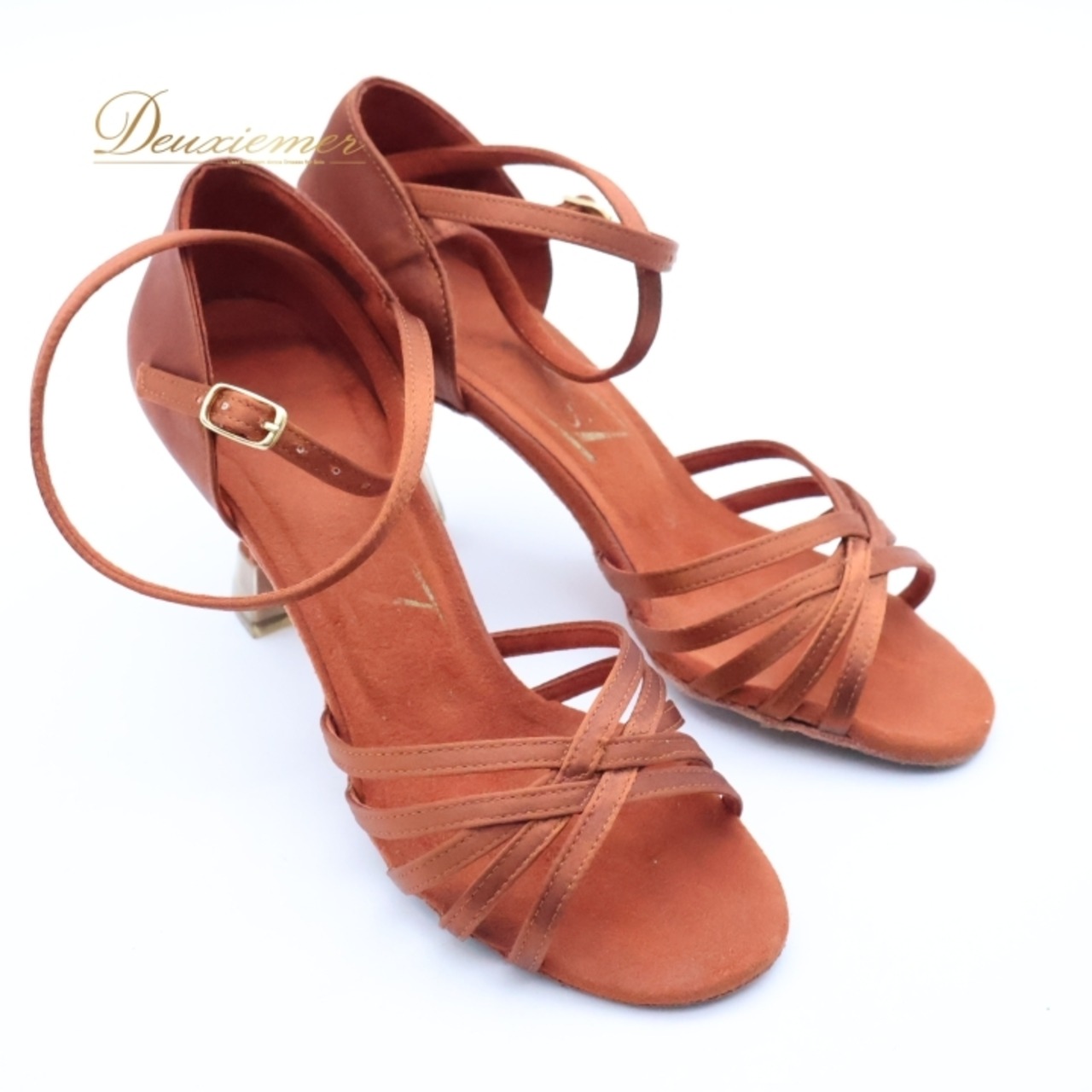 社交ダンス 衣装 22 1/2CM S＆S 靴 シューズ ブラウン系 茶色 赤茶色 ラテン ダンス シューズ レディース ヒール 無地 シンプル イベント 舞台 発表会 ダンスシューズ おしゃれ 練習用 可愛い ストラップ ステージ