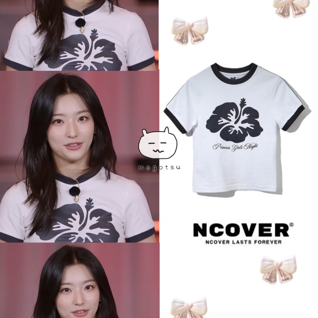 ★ fromis_9  セロム 着用！！【NCOVER】アロハ フラワー 点滴 クロップ 半袖 Tシャツ ホワイト