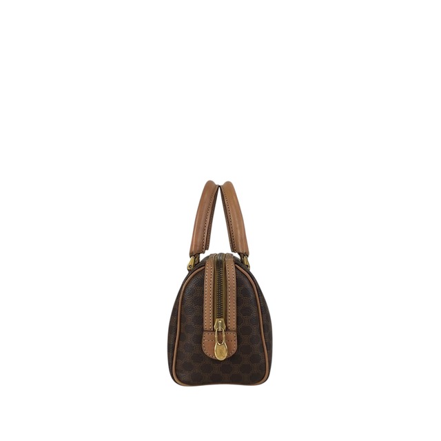 CELINE セリーヌ マカダム ショルダーバッグ ブラウン PVC 2way ミニバッグ ミニボストン vintage ヴィンテージ オールド asbejd