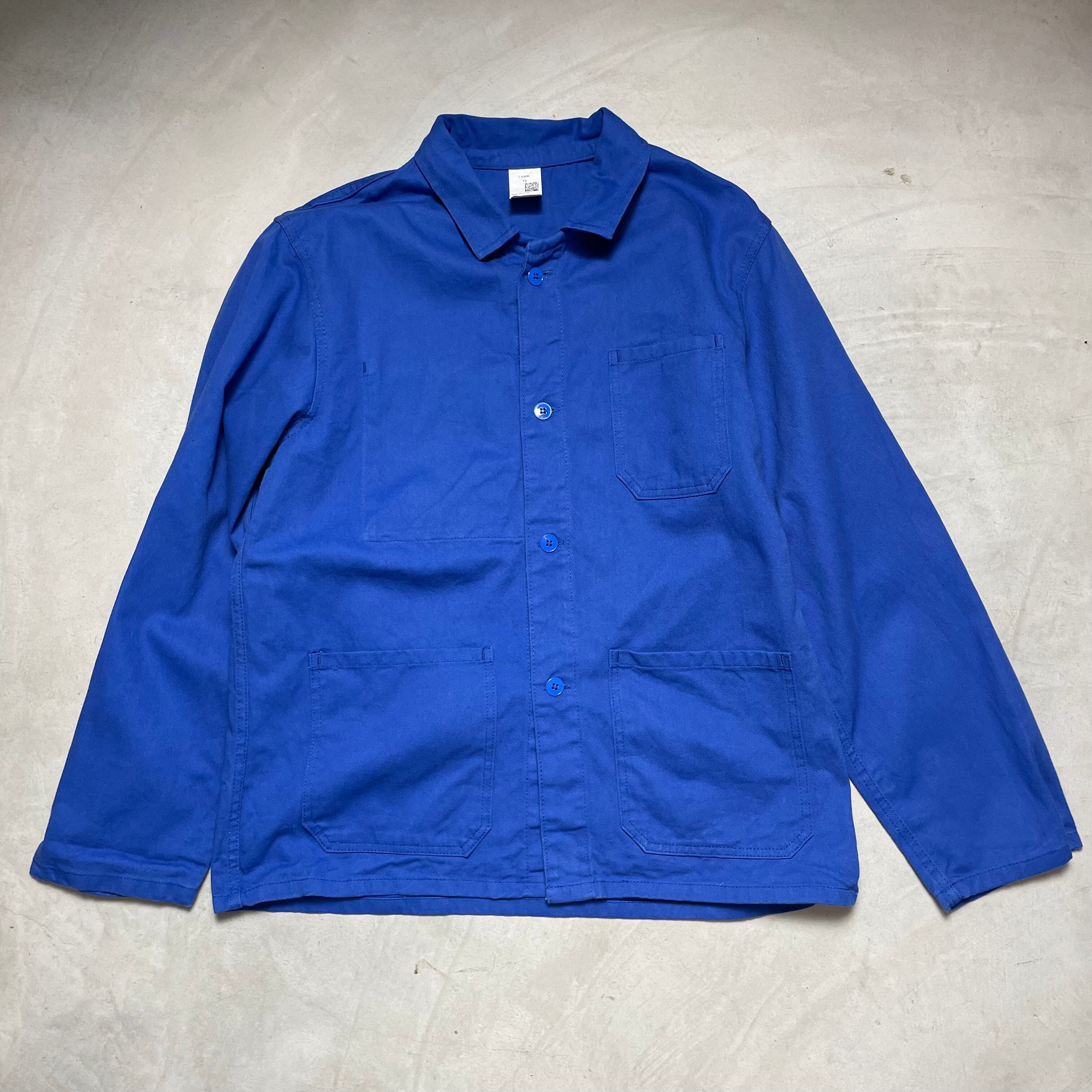 ビッグサイズ ワークジャケット ユーロワークジャケット カバーオール メンズXL相当 古着 インクブルー ネイビー 紺色 大きいサイズ