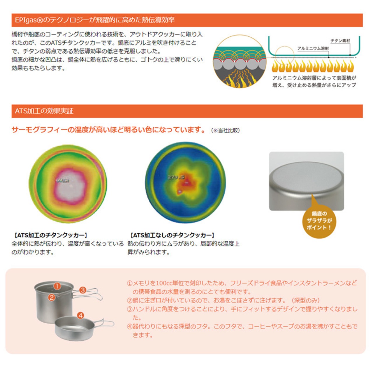 EPIgas(イーピーアイ ガス) ATSチタンクッカーTYPE-3L 軽量 高耐久性 携帯