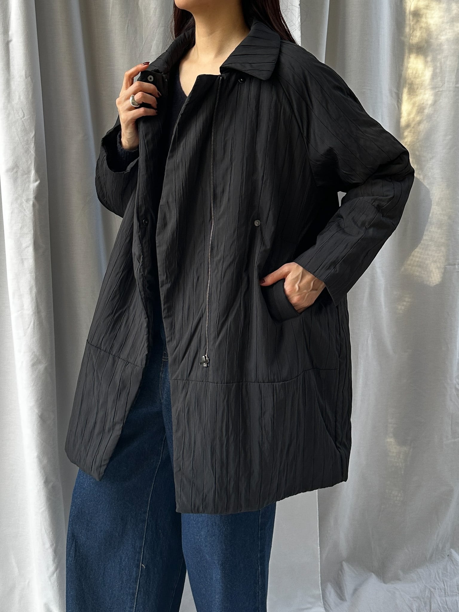 JQ STRIPED STANDCOLLAR COAT(ｼﾞｬｶﾞｰﾄﾞｽﾄﾗｲﾌﾟｽﾃﾝｶﾗｰｺｰﾄ）【5546091