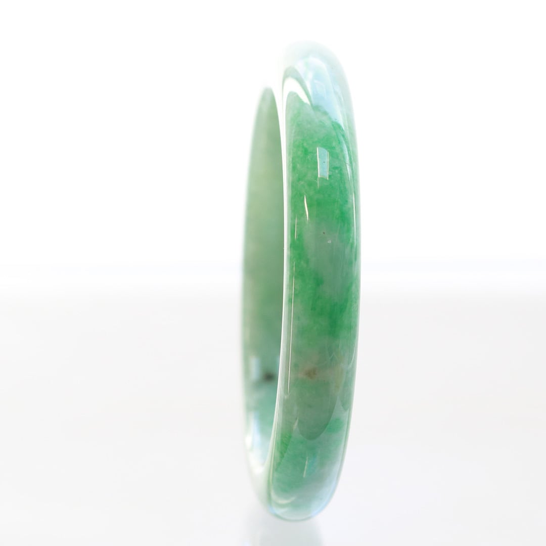 内径 約58.5mm 】重厚感ある翡翠のバングル komaru/ green A貨翡翠