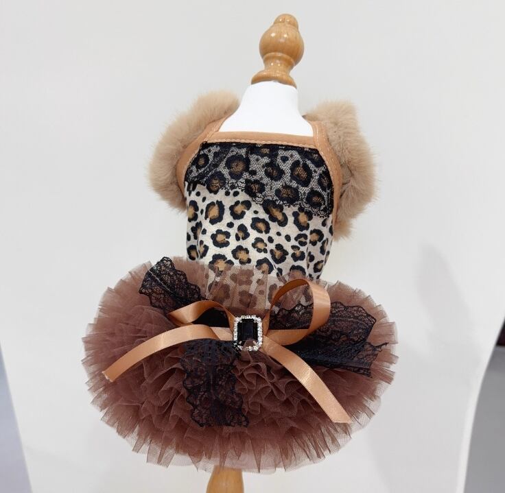 《予約》№3102302 ブラウンジャガーチュールワンピース