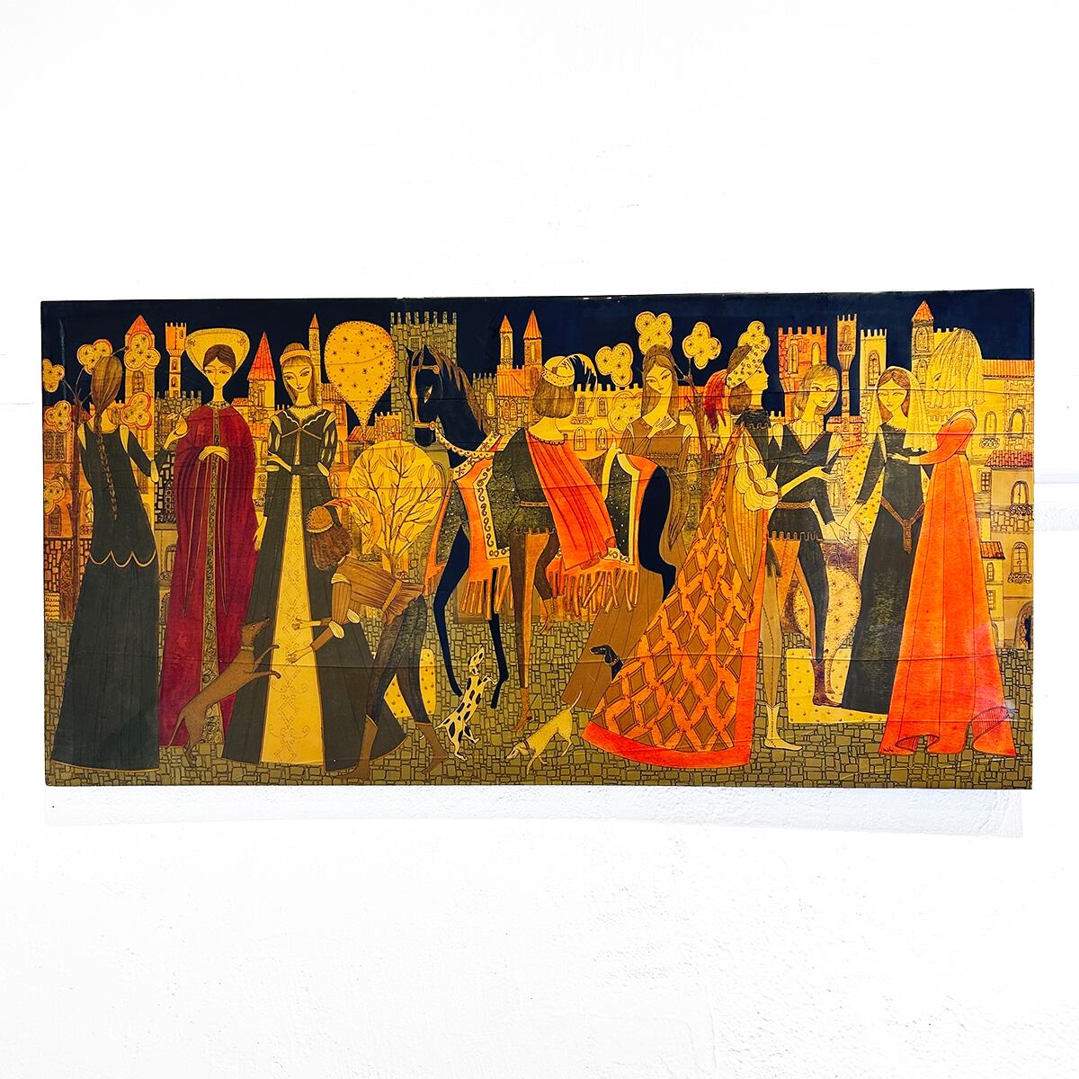 70s Italy 「Michi Sgorbigno」 painting art wooden panel | PANIC