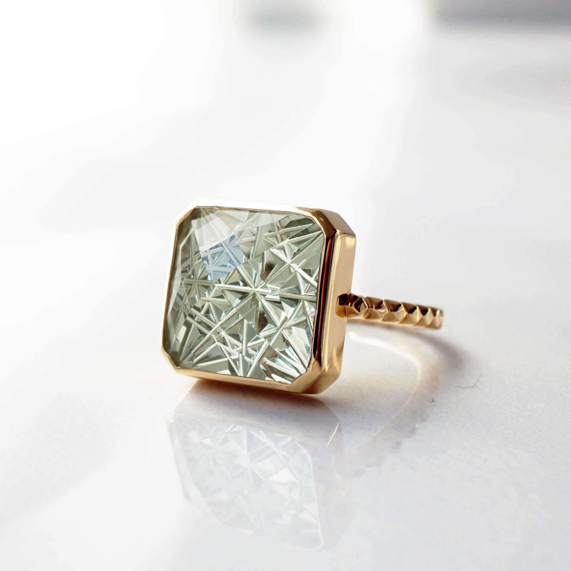 KIRIKO / Green Quartz Ring (Square / R164-GQ) | Shelby