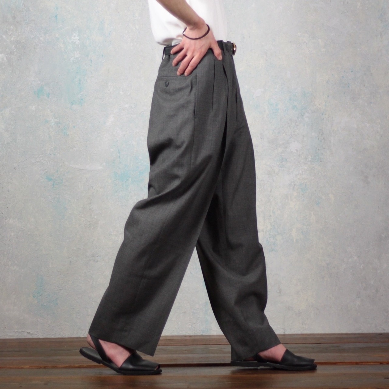 80s~ かたい GIORGIO ARMANI 2タックスラックスパンツ/GW341