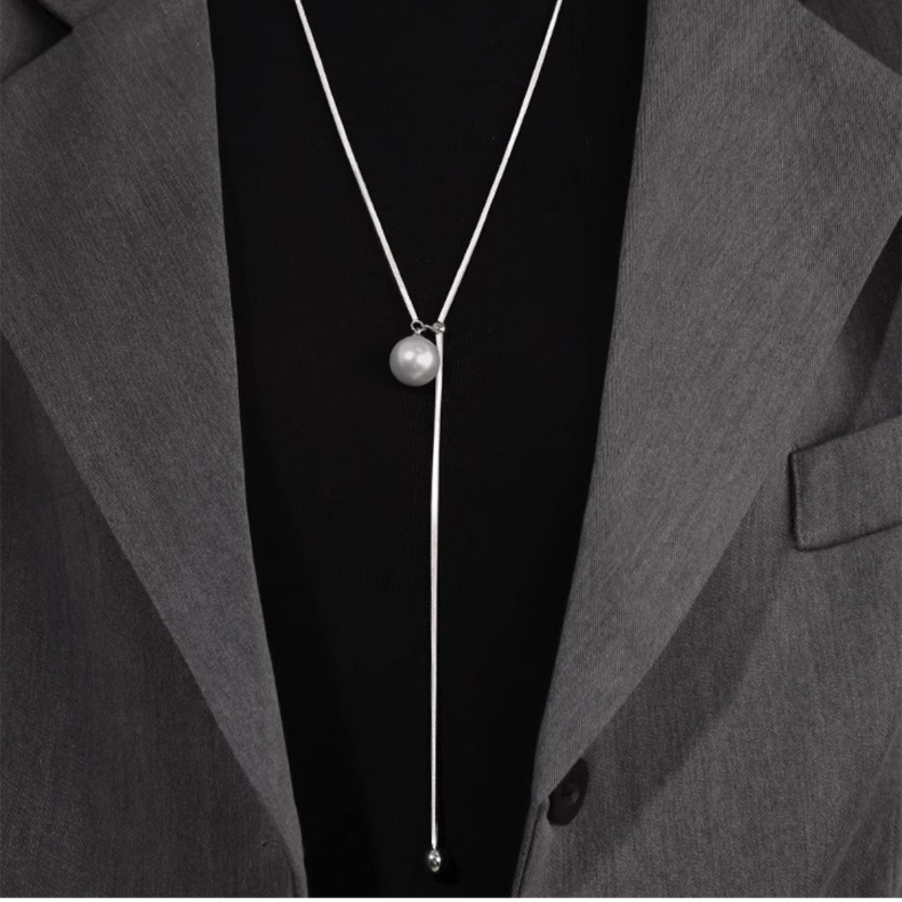 大粒 パール ロングチェーン ネックレス 10206