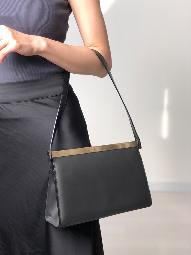 GUCCI グッチ ハンドバッグ ブラック レザー vintage ヴィンテージ オールド f7mxv6