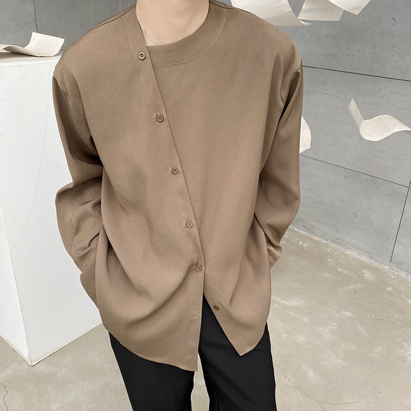 不規則な斜めボタンシャツ 2color MTO0037