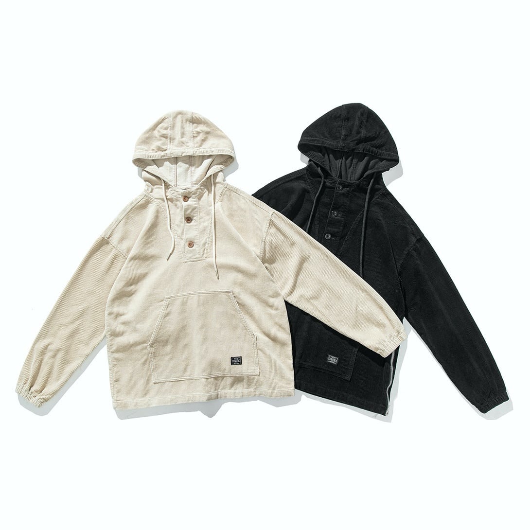 【UNISEX】コーデュロイ アノラック パーカー フーディー サイドジップ ビッグポケット【2colors】UN-489 | ACTEVERS  STORE powered by BASE