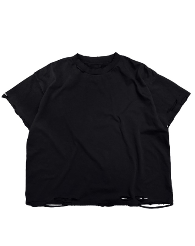 [HOMMLESS] DISTRESSED REGULAR TEE - BLACK 正規品 韓国ブランド 韓国通販 韓国代行 韓国ファッション ホームレス ホームリス 日本 店舗