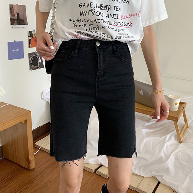 ブラックパンツ サマー薄手スリムハイウェストウェストショーツ 夏物 ブルマー 試着室37998778429