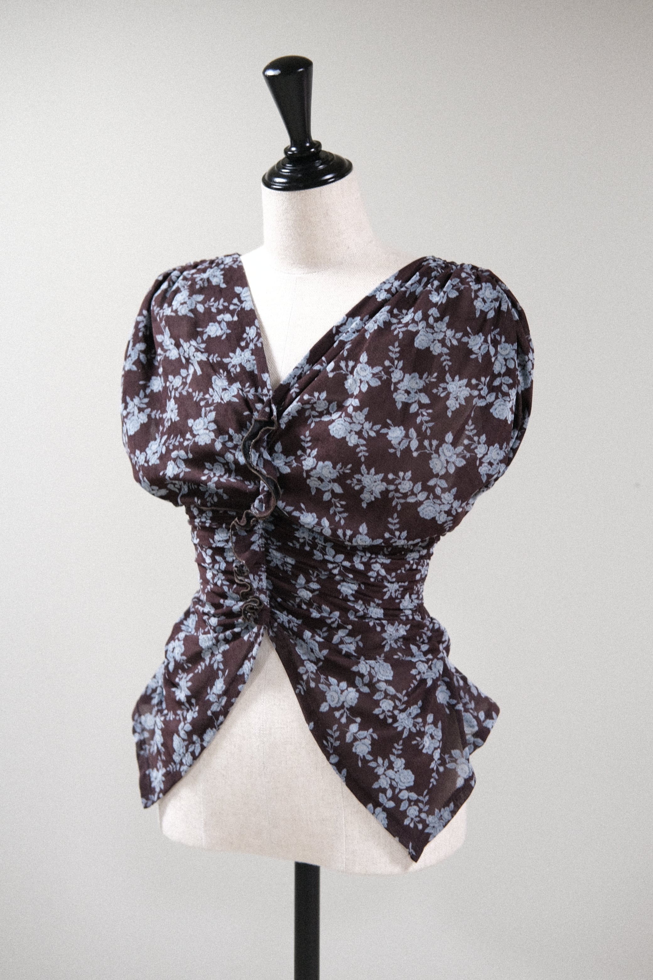 FETICO】ROSE VELVET TULLE SHIRRING TOP | loop