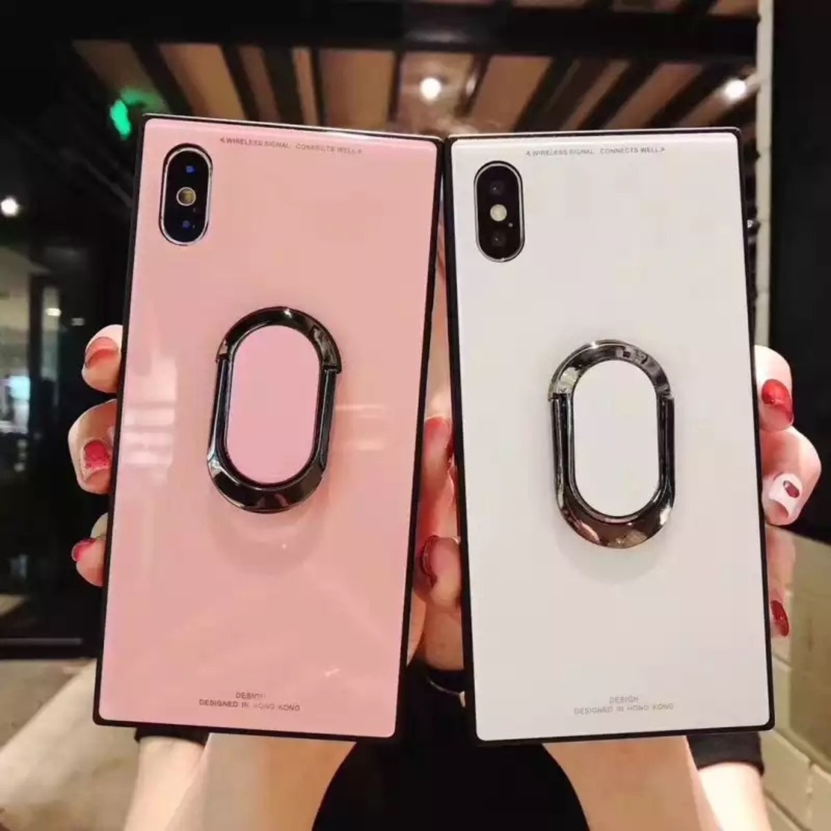 ☆送料無料☆ 4色 ホワイト 白 iPhone11対応 スクエア スマホリング 