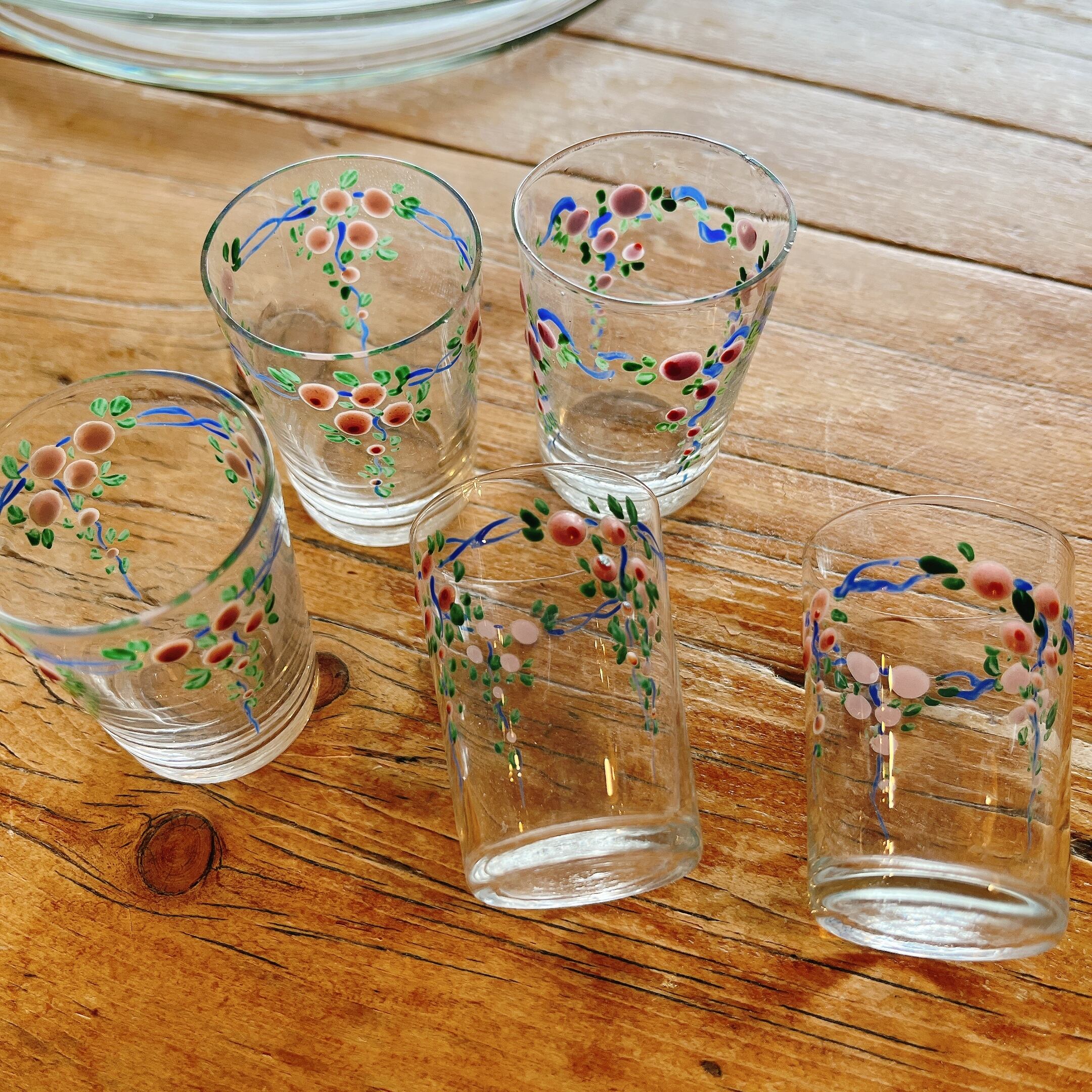 エナメル手描きの花柄が可愛いリキュールグラスSET | gc.brocante