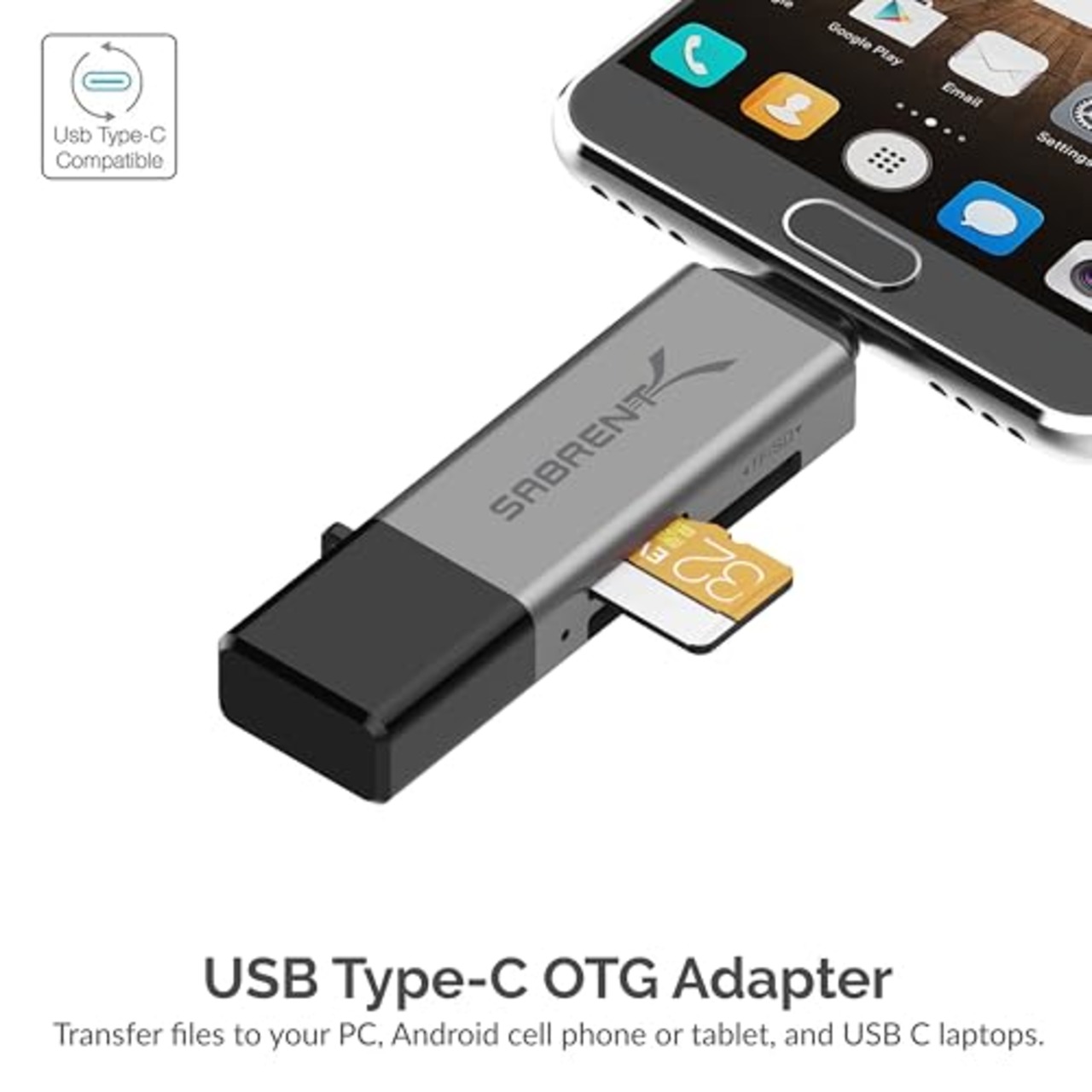 SABRENT USB 3.2 Gen 1とUSBタイプC OTGカードリーダー SD, SDHC, SDXC, MMC/マイクロSD、T-Flashに対応（CR-BCA2）
