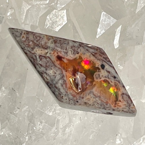 【希少】【超美石】メキシコ　ハリスコ州産　カンテラオパール　タンブル　（ダイヤ型）（ポーチ付き）　6020