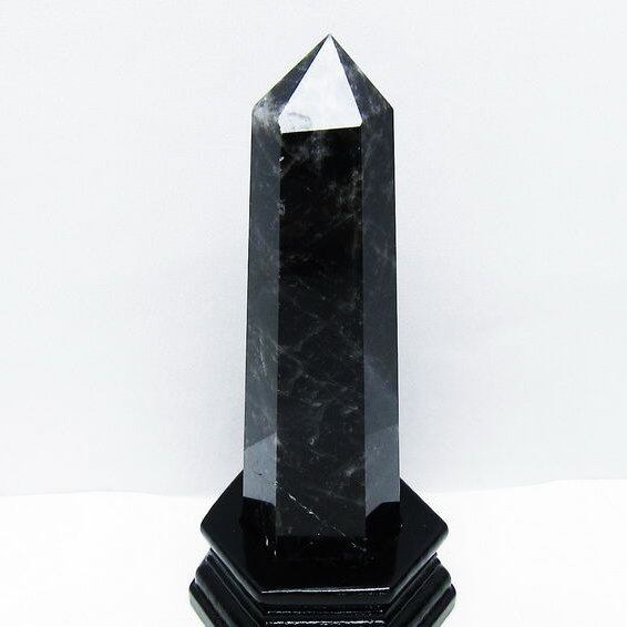 モリオン 黒水晶 六角柱 台座付属 一点物 152-3996