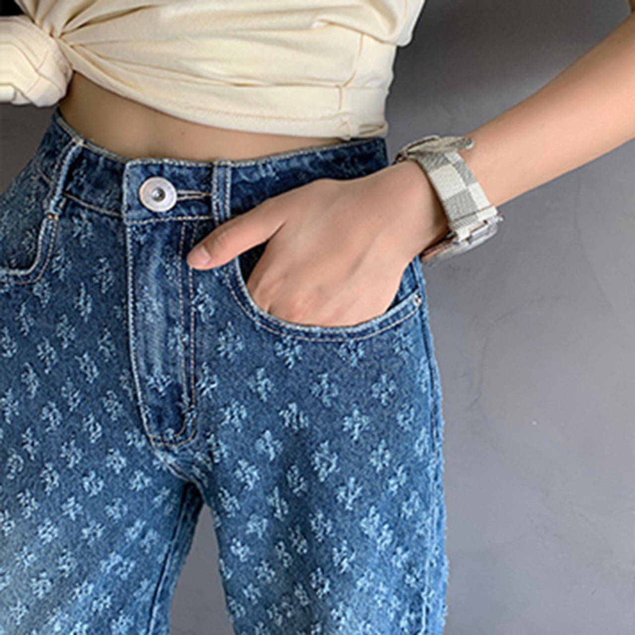 送料無料 TWOTWINSTYLEヴィンテージブルーデニムパンツ女性ウエスト 