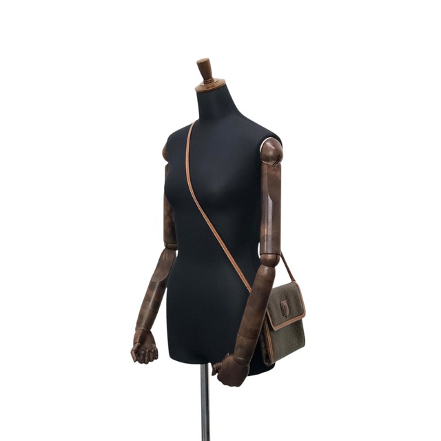 CELINE セリーヌ マカダム ショルダーバッグ ブラウン ブラゾン型押し PVC vintage ヴィンテージ オールド emwcwc