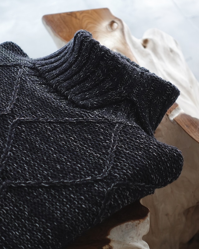 saby PAPER KNIT DAMAGE HIGH NECK -  3G Japanese Paper Knit - BLACK
